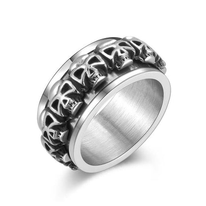 Release Stress Cool Skull Turnable Ring