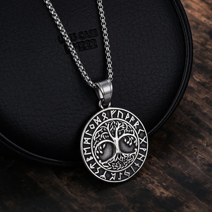 Viking Rune Tree Of Life Stainless Steel Pendant Necklace