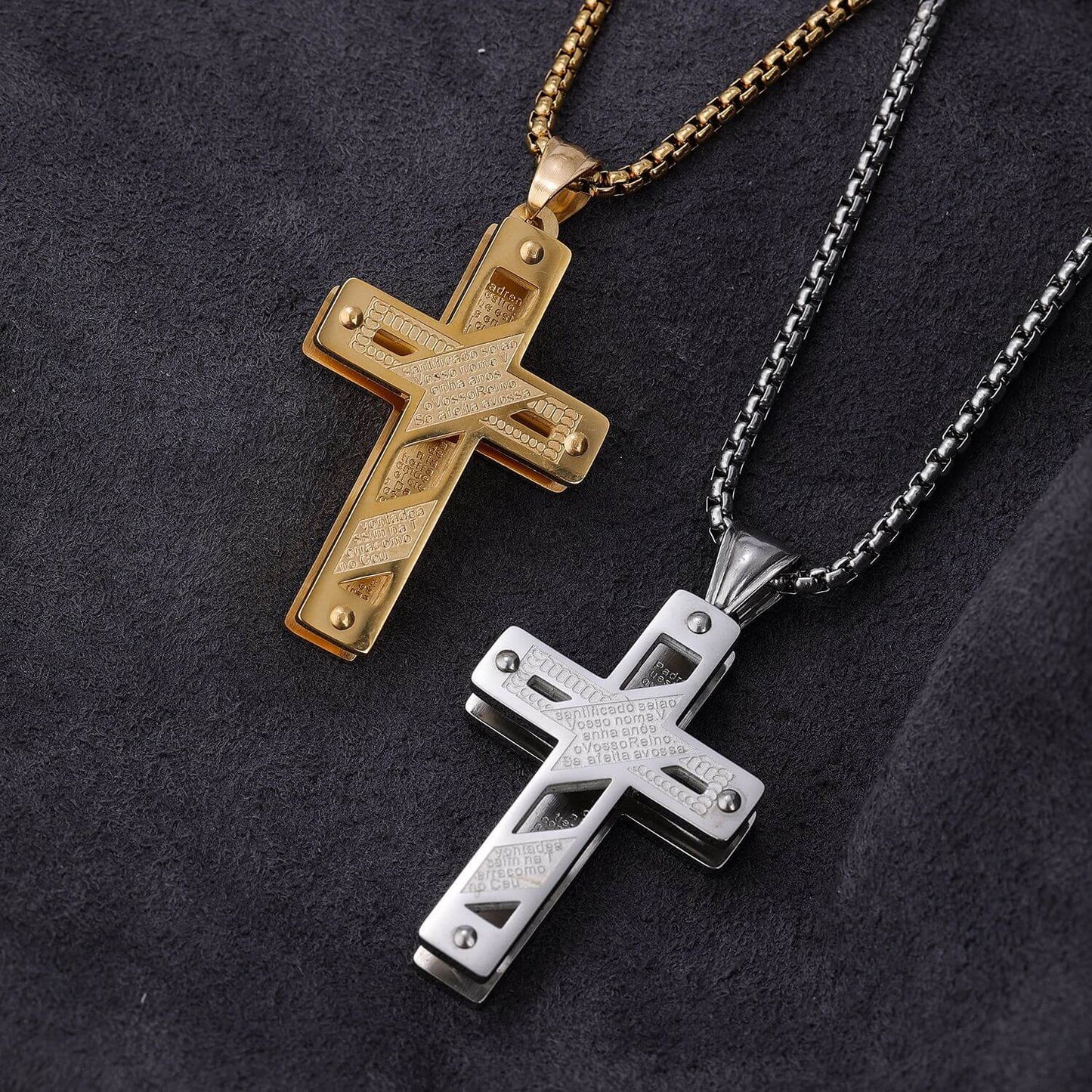 Hollow Character Character Mother Cross Stainless Steel Pendant