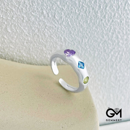 S925 Sterling Silver Geometric Zircon Ring