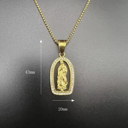 Hip Hop Gold Plated Zircon Virgin Mary Pendant