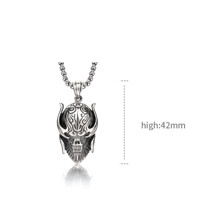 Warrior Skull Vintage Sterling Silver Pendants Necklace