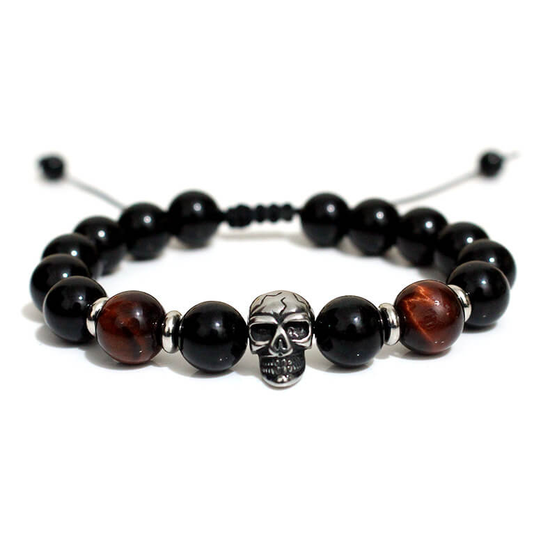 Skull Bracelet Tiger Eye Bracelet Punk Ghost Bracelet