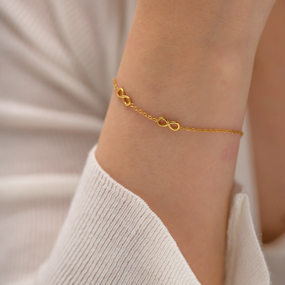 Gold Plated Infinity Symbol Fine Stainless Steel Bracelet