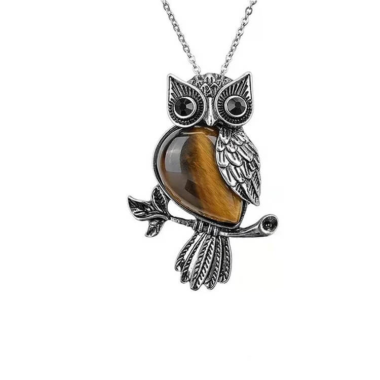 Natural Stone Owl Necklace