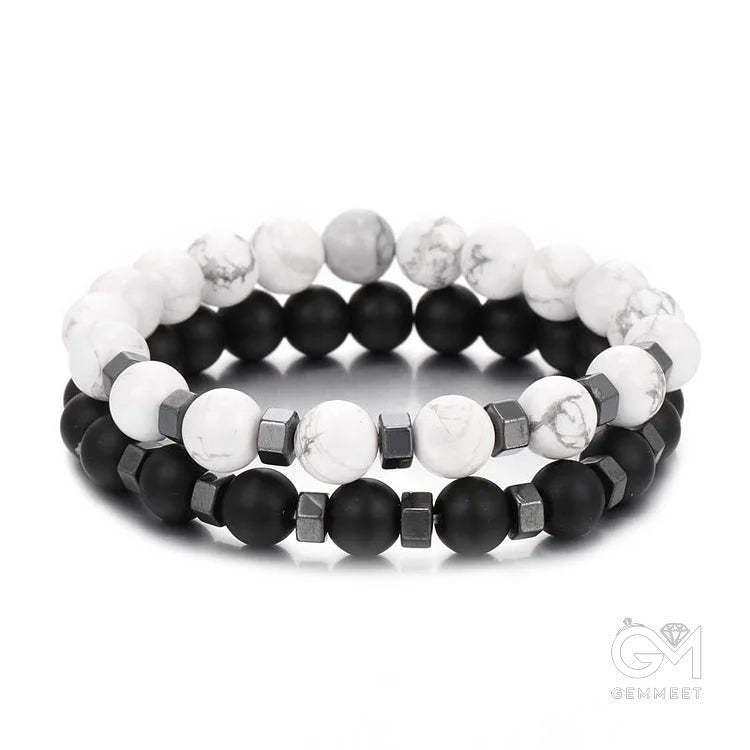 Lava Stone Mens Stretch Set Bracelet