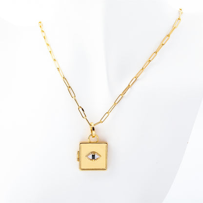 Cute Box Evil Eye Pendant Necklace