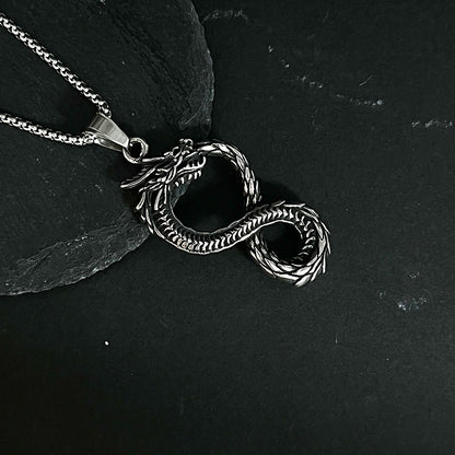 Viking Non-Fading Ring Stainless Steel Dragon Pendant Necklace