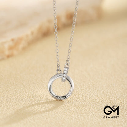 S925 Sterling Silver Falling Love Ring Zircon Necklace