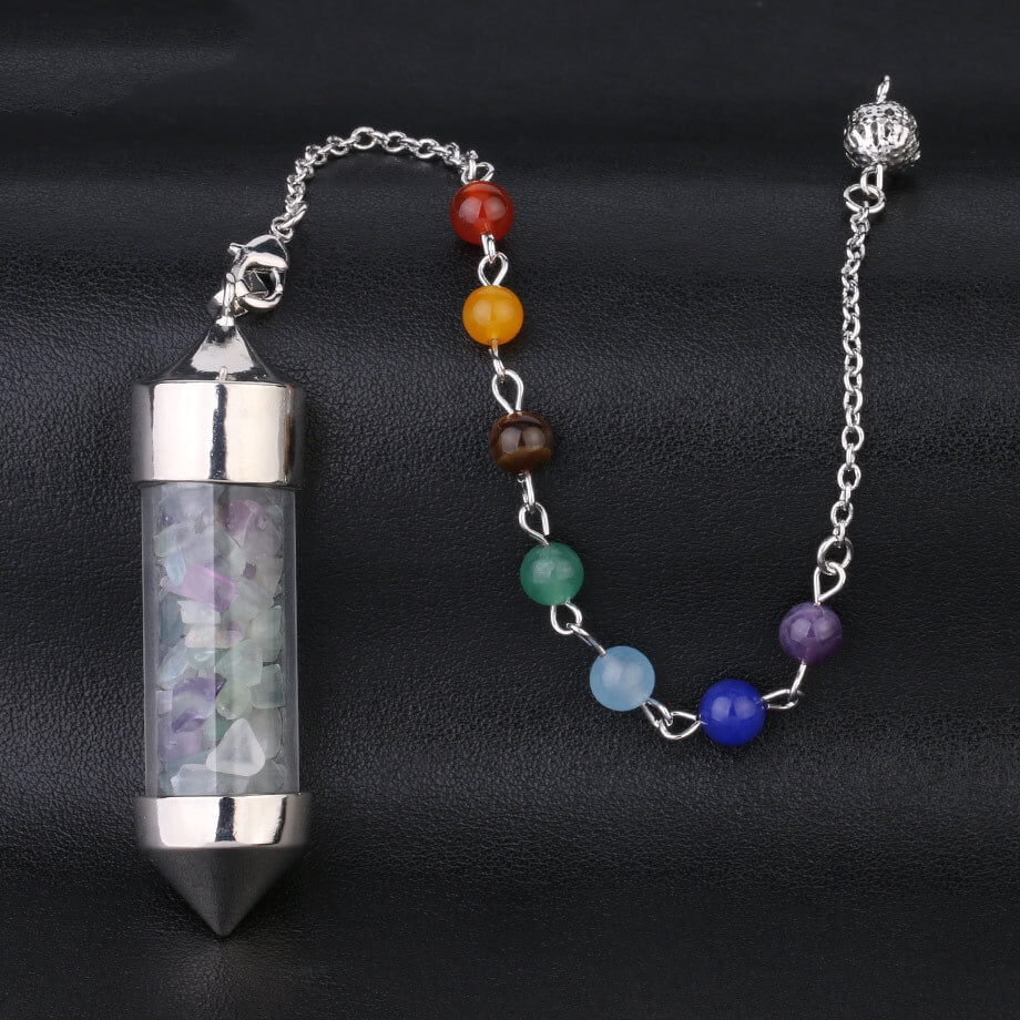 Wishing Bottle Seven-color Stone Cone Pendant