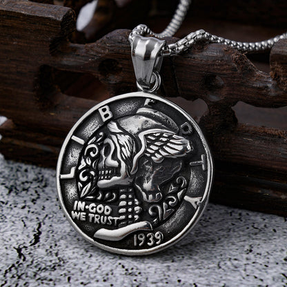 Skull Motorcycle Helmet Stainless Steel Pendant