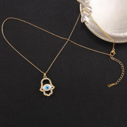 "Good Fortune" Hamsa With Evil Eye Necklace