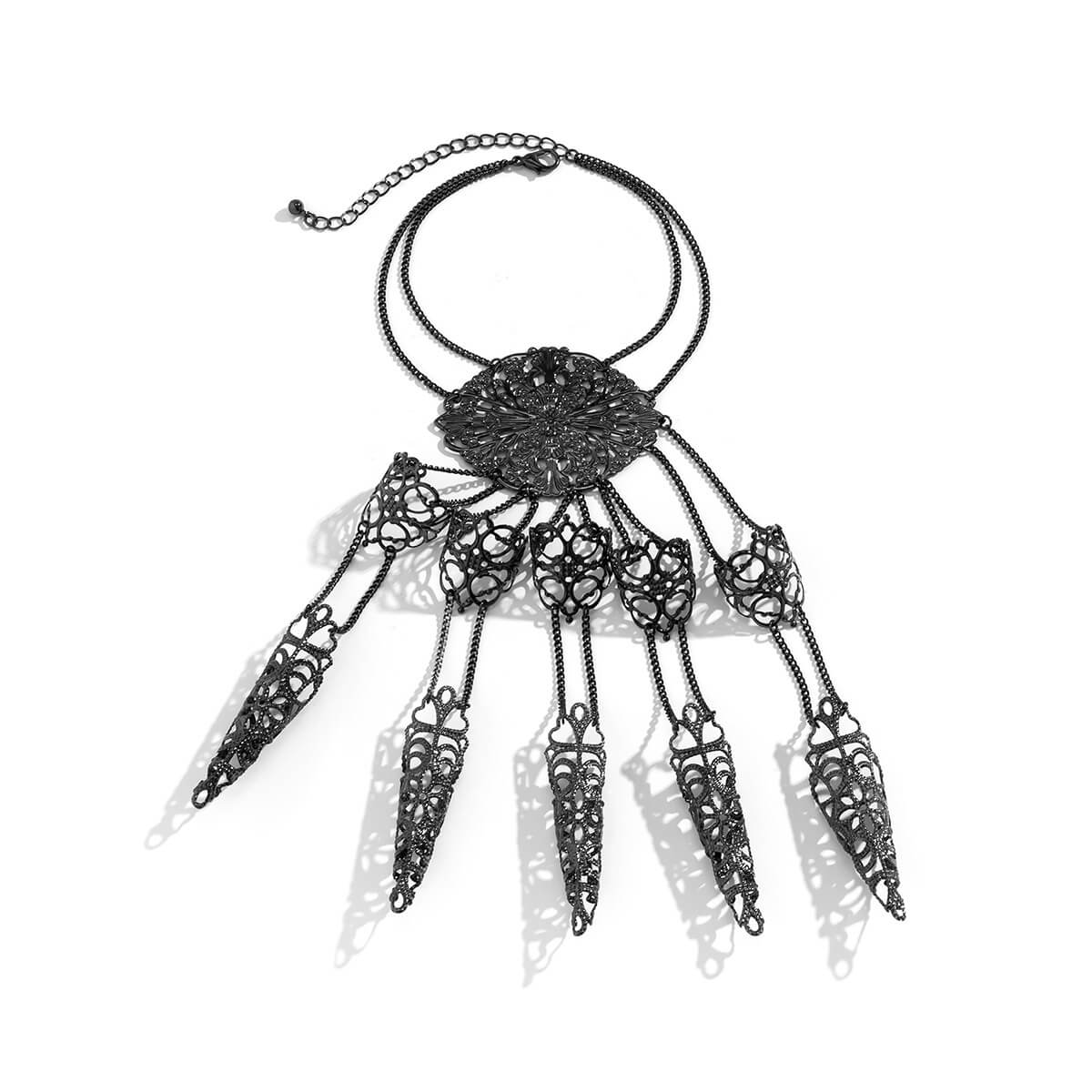 Halloween Tapered Tassel Nail Back Chain Punk Goth Exaggerated Mitten Bracelet