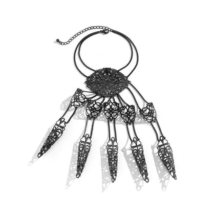 Halloween Tapered Tassel Nail Back Chain Punk Goth Exaggerated Mitten Bracelet