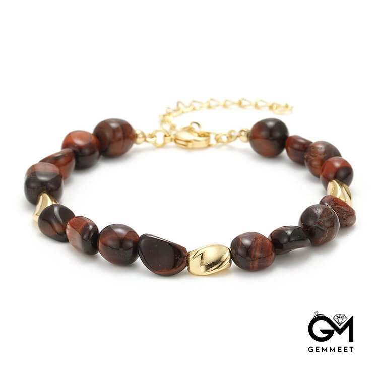 Irregular Multi-color Natural Stone 18k Copper Bracelet