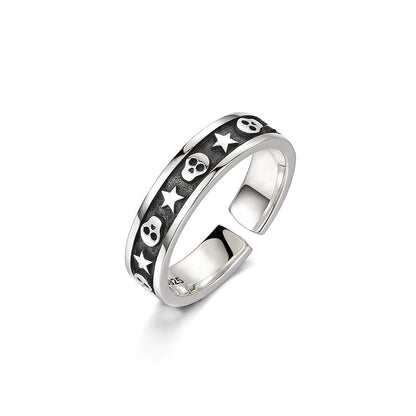 Cute Skull & Star Adjustable Band Ring