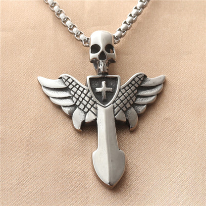 Skull Wings Cross Retro Trendy Men's Pendant