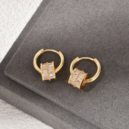 Zircon Inlaid Rotatable Earrings