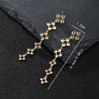 Women's Long Spliced Zircon Earrings