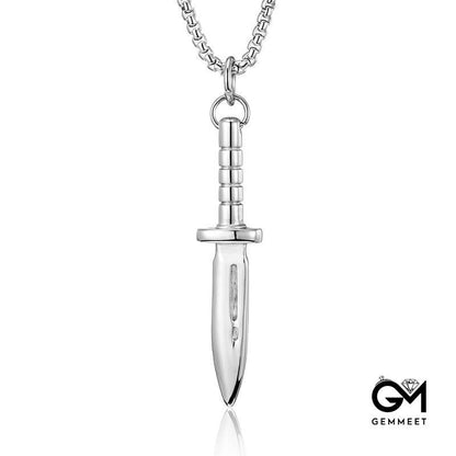 Stainless Steel Dagger Pendant Necklace