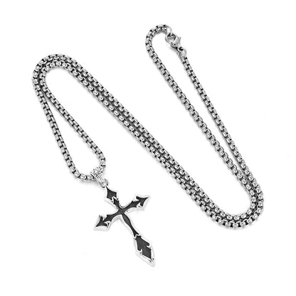 Sterling Silver Black Arrow Cross Pendants Necklace