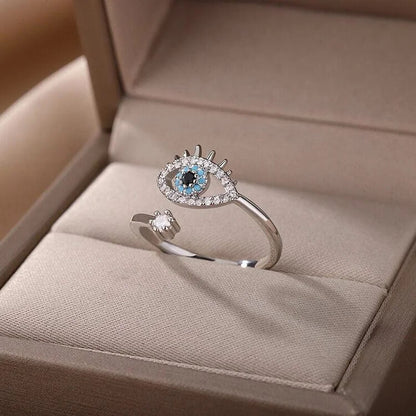 Evil Eye Diamond Adjustable Ring