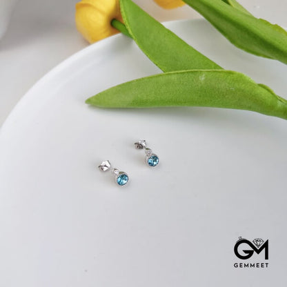 S925 Sterling Silver Blue Heart of The Sea Stud Earrings