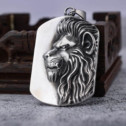 Large lion head stainless steel pendant