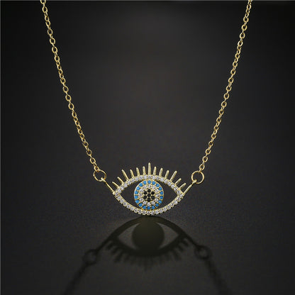 Hollow Evil Eye Hamsa Full Stones Pendant Necklace