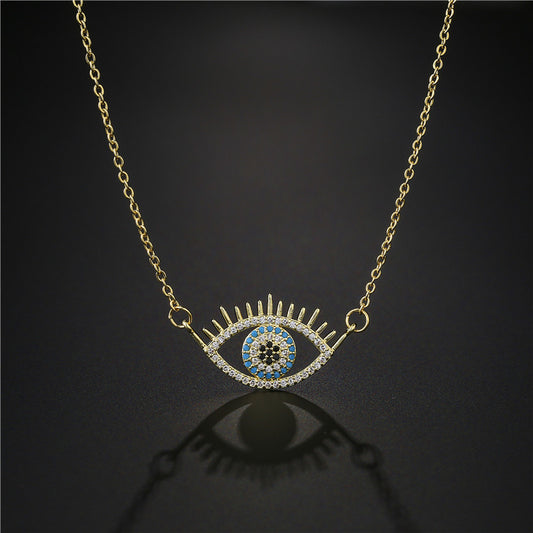 Hollow Evil Eye Hamsa Full Stones Pendant Necklace