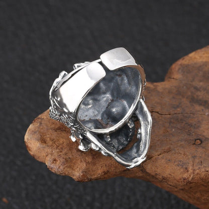 Vintage Skull Inlaid Skull Head Ring