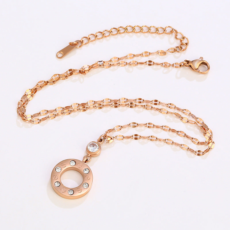 Circle Temperament Collarbone Chain Personality Inlaid Zircon Pendant