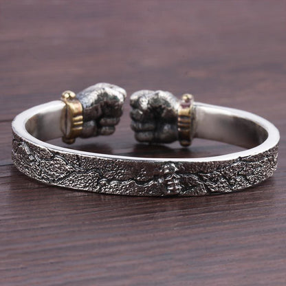 Cool Men's Power Fist Silver Bracelet