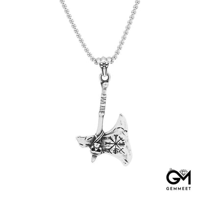 Viking Kyle Skull Tomahawk Stainless Steel Necklace