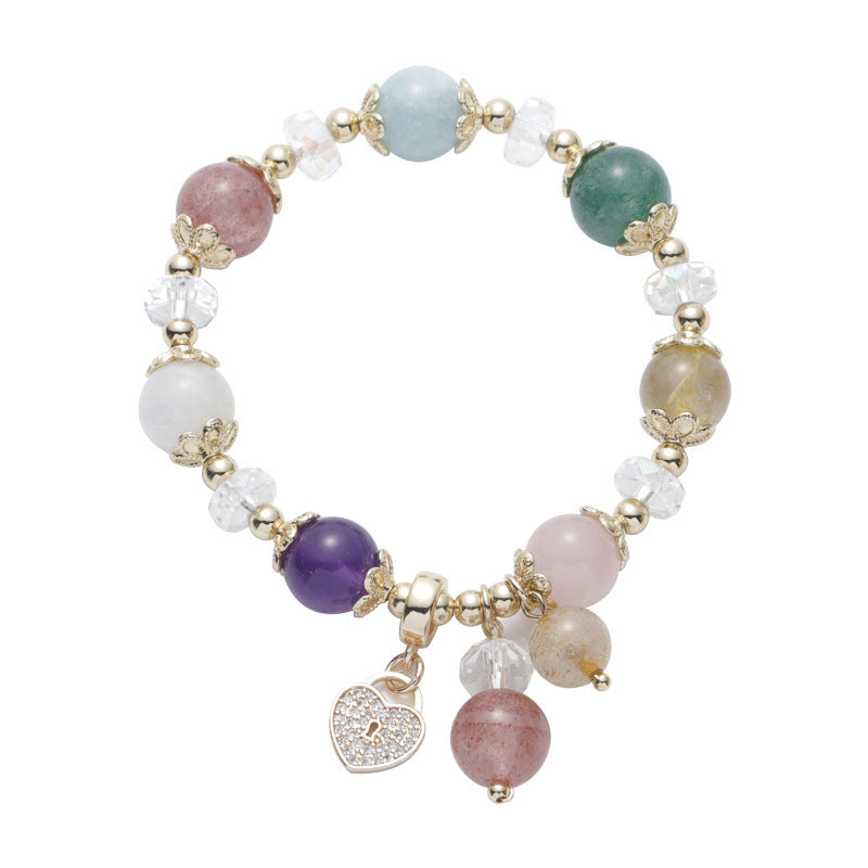 Blonde Crystal Red Green Strawberry Crystal Aquamarine Amethyst Bracelet