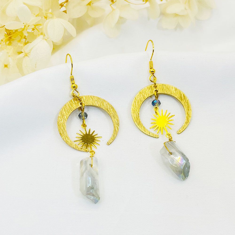 Bohemia Sun & Moon Quartz Earrings