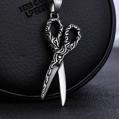 Carved Scissors Stainless Steel Pendant