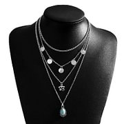 Turquoise Eye Of Horus Pendant Four Layer Necklace