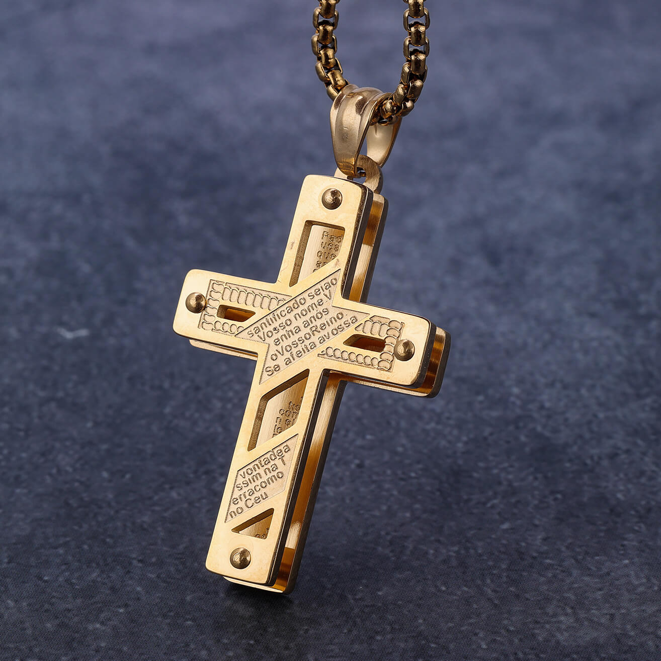 Hollow Character Character Mother Cross Stainless Steel Pendant