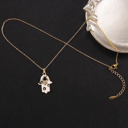 "Good Fortune" Hamsa With Evil Eye Necklace