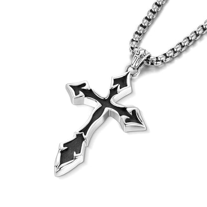 Sterling Silver Black Arrow Cross Pendants Necklace