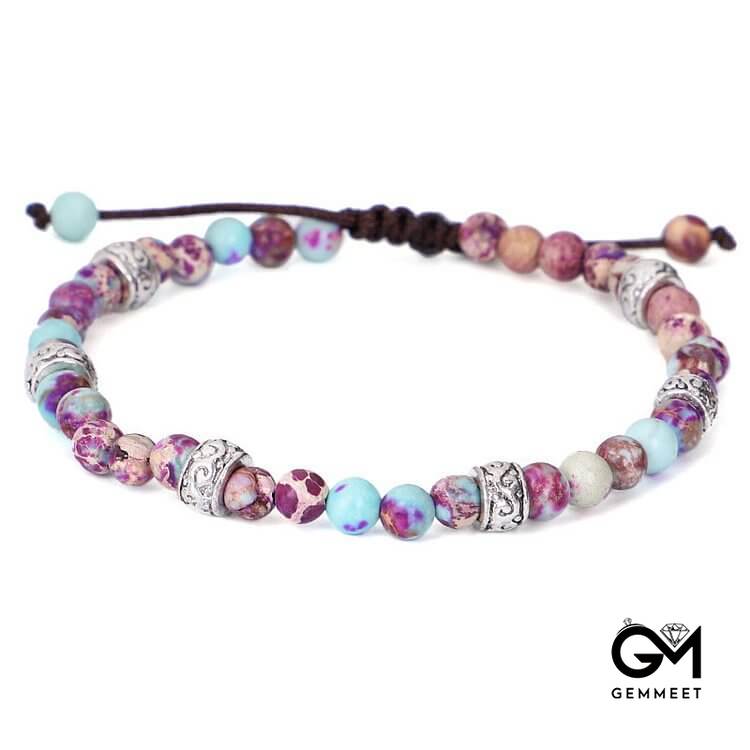 Multicolor Imperial Stone Beaded Braided Bracelet