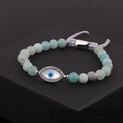 Full Stones Evil Eye Amazonite Bead Bracelet