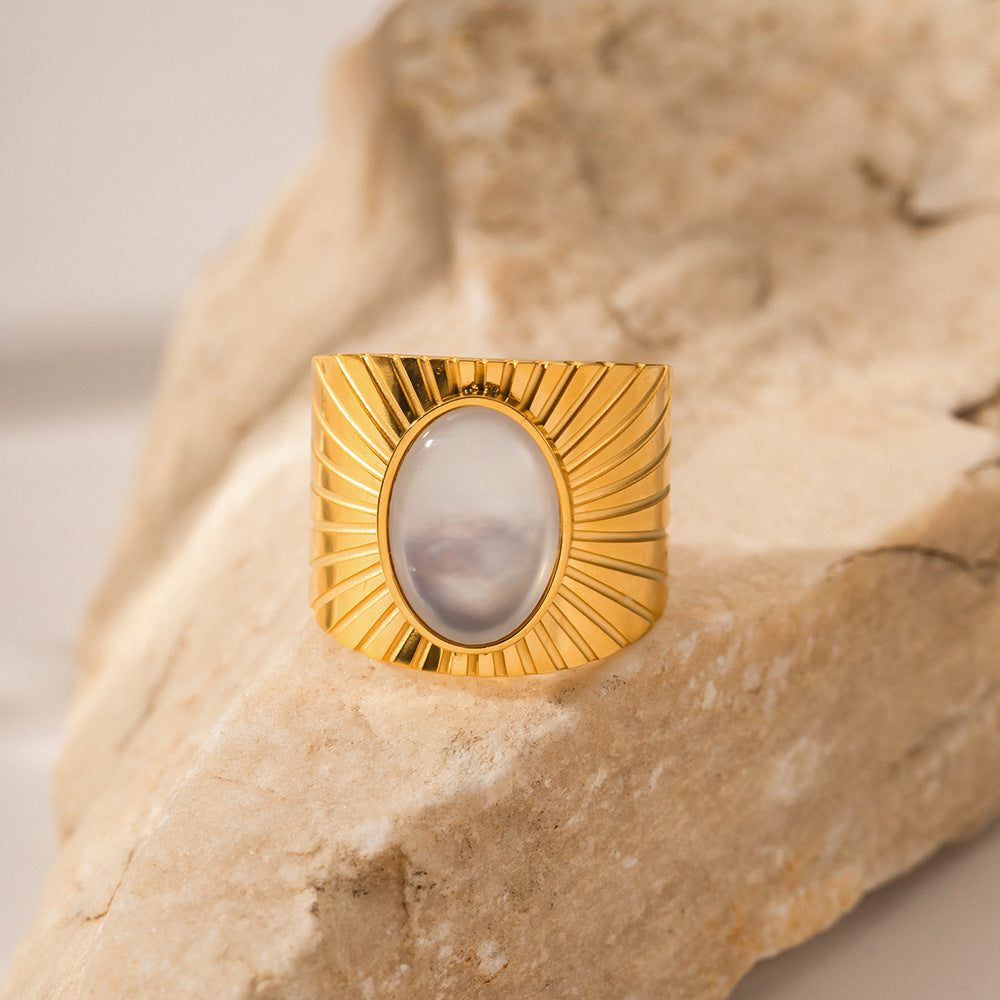 French Vintage Natural Stone Thick Ring