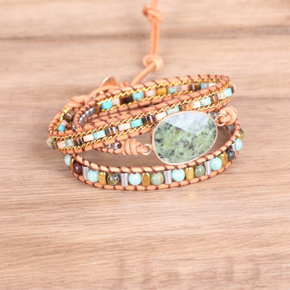 Beaded Leather Wrapped Bracelet