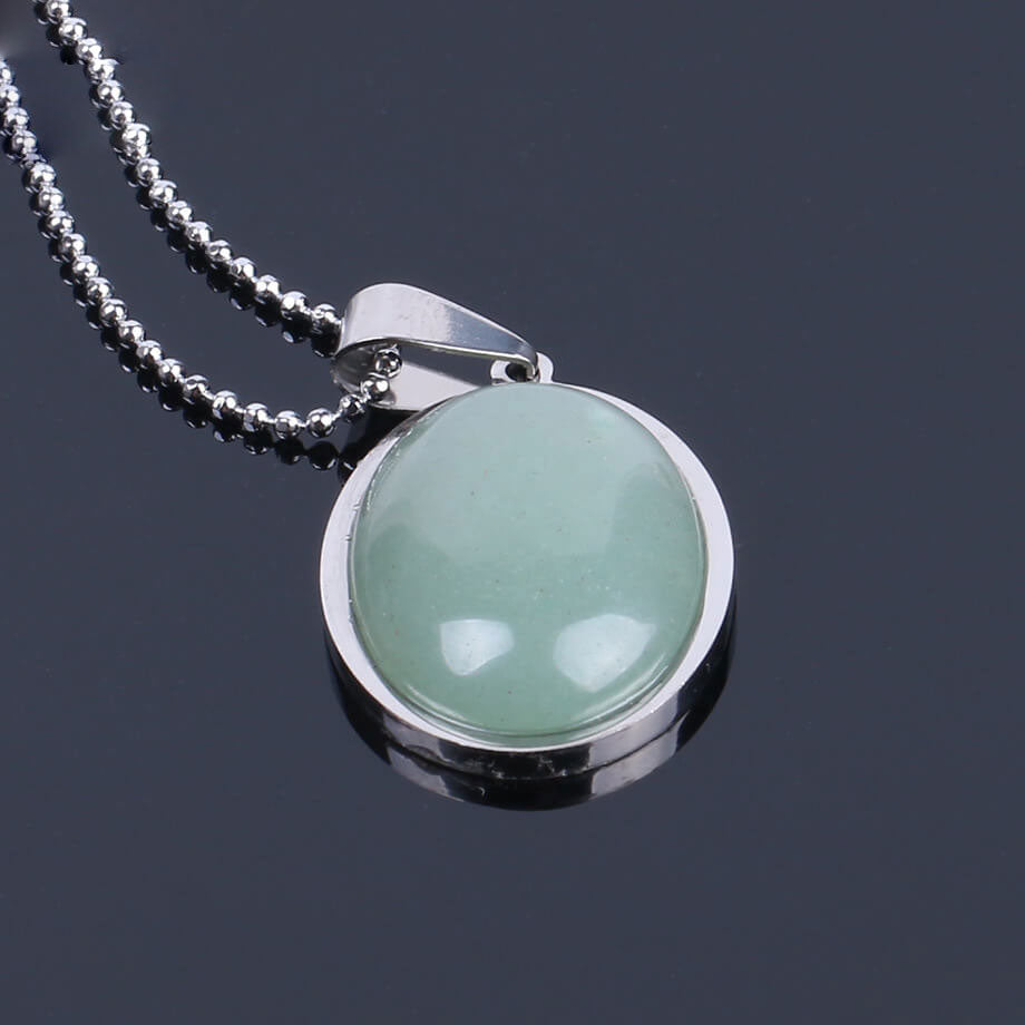 Oval Convex Simple Pendant Necklace