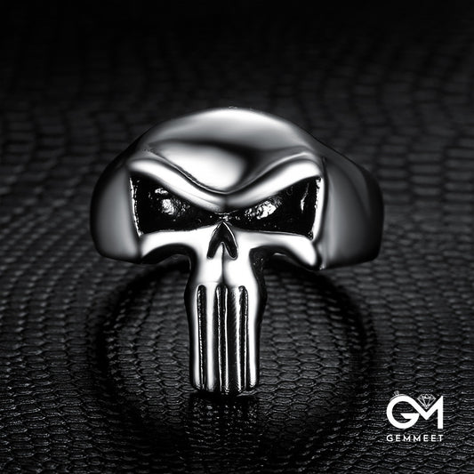 Vintage Titanium Steel Punisher Logo Ring