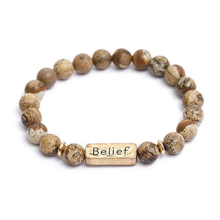 Natural Gemstone Belief Engraving Bracelet