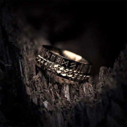 Viking Runic Rotating Chain Ring