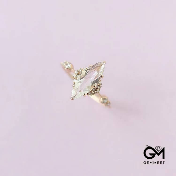 White Zircon Simulated Crystal Engagement Ring